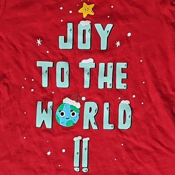 Old Navy Long-Sleeve JOY TO THE WORLD!! Red Graphic Tee Toddler Girls 3T New - Picture 3 of 11